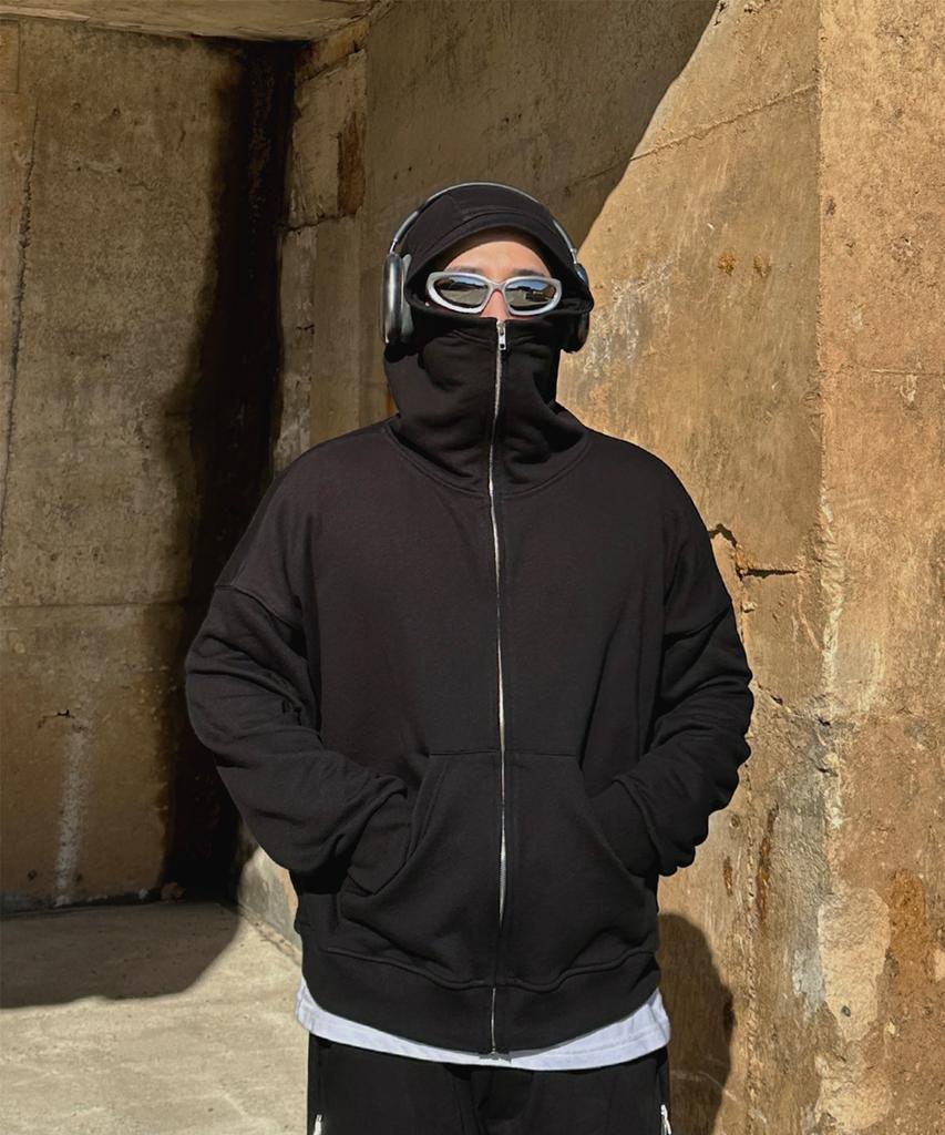 Balaclava Sweat Hoodie Zip-Up (Black)