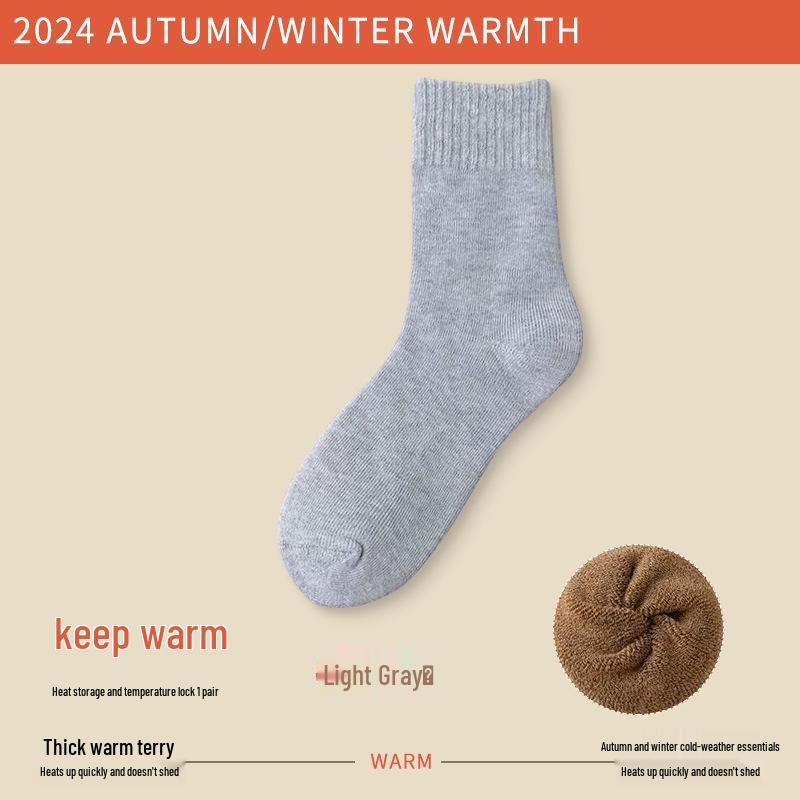 Damen Schwarze Overknee Mid-Calf Socken - Winterwärme mit dickem Fleecefutter