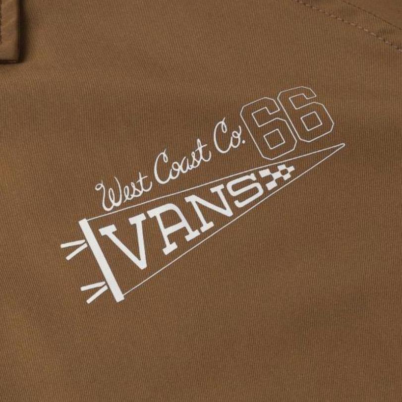 Vans Pohodlná bunda s límečkem na knoflíky, měkký raglánový dlouhý rukáv, pánské bundy, hnědá VN000NM60E0