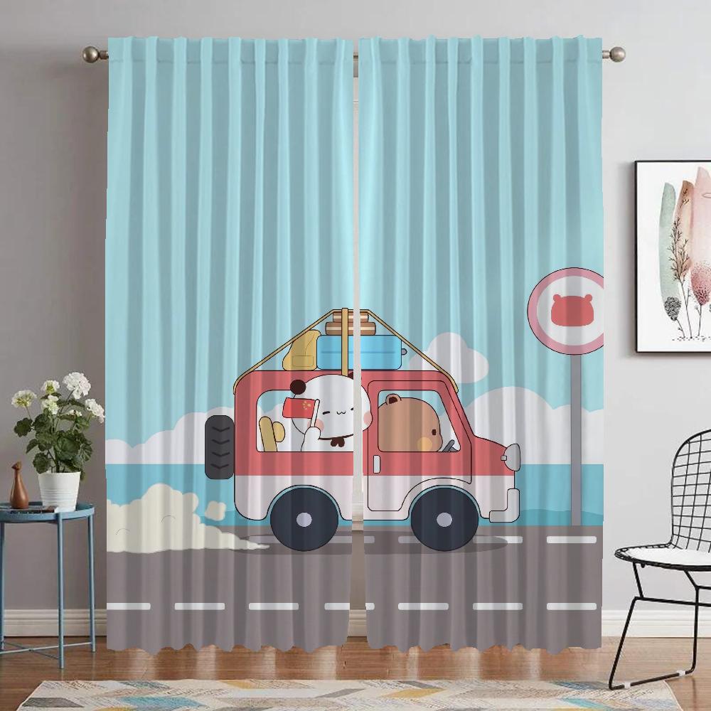 Tulle for Bedroom Bubu and Dudu Blackout Curtains for Living Room Partition Halloween Decoration Home Interior Curtains 2 Pieces