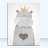 A4 A3 A2 Canvas Art Poster Painting Print Baby Room Home Wall Decor Nordic Cute Animal Hippo Penguin Polar Bear Portrait