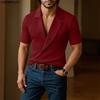 INCERUN Summer Men V Neck Short Sleeve Striped Rib Casual T-shirts Tops