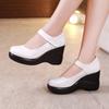 GKTINOO Round Toe Wedge Pumps Women Shoes Mary Jane Shoes Thick Bottom Leather Shoes Platform Pumps Brand New Large Size