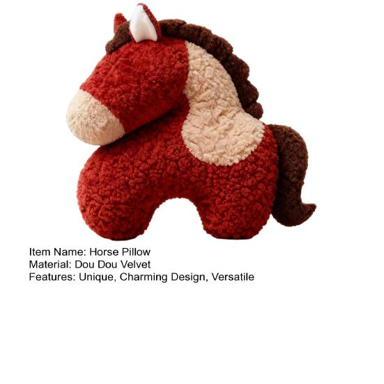 Pferd Kissen Rot Plüsch Pony Wurfkissen 18,9 Zoll Weiches Dekokissen für Sofa Schlafzimmer Wohnzimmer Jahr des Pferdes Heimdeko
