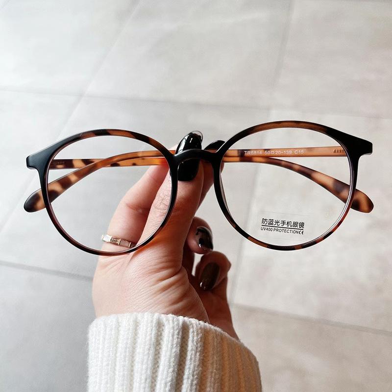 Blue Light Blocking Eyeglass Frame For Women Round Shape  Material Eyeglasses Frames Men Vintage Stylish Decorative Glass