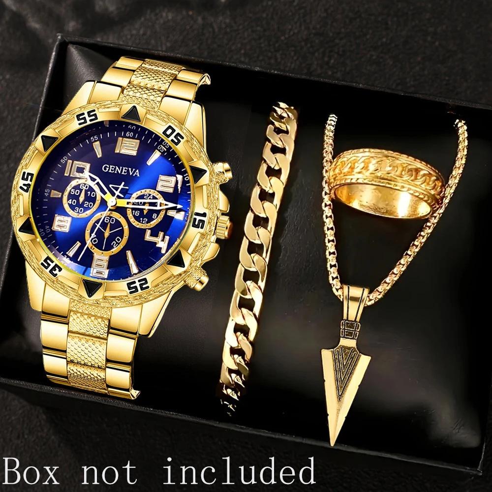 Elegant Men's Watch Set: High-end Business & Gift Collection - 4 Piece Set