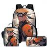 3Pcs NARUTO Cartoon School Bag Set Lightweight Backpack With Front Pocket Lunch Bag And Pencil Case For Boys Girls Kids Age 5-10