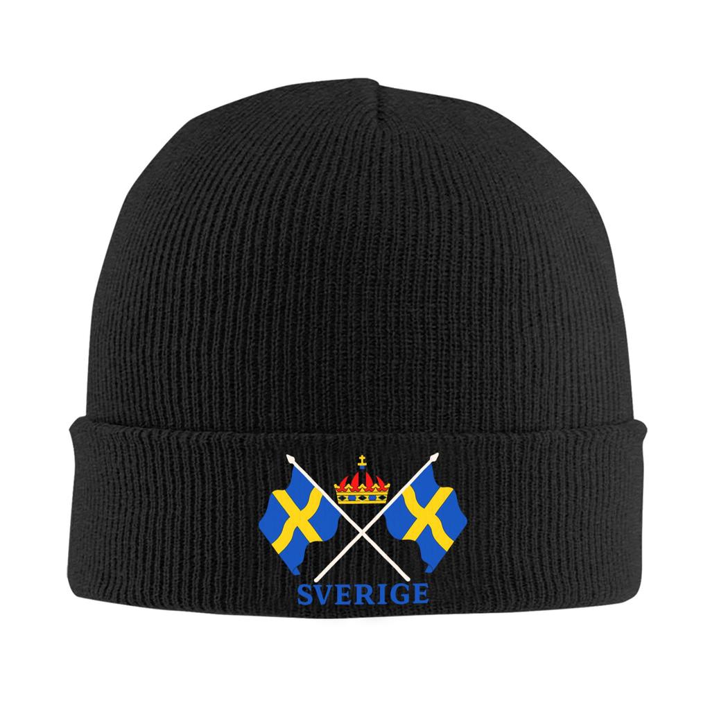Sevrige Sweden Flag Skullies Beanies Caps Unisex Winter Warm Knit Hat Unisex Women Hip Hop Adult Bonnet Hats Outdoor Ski Cap