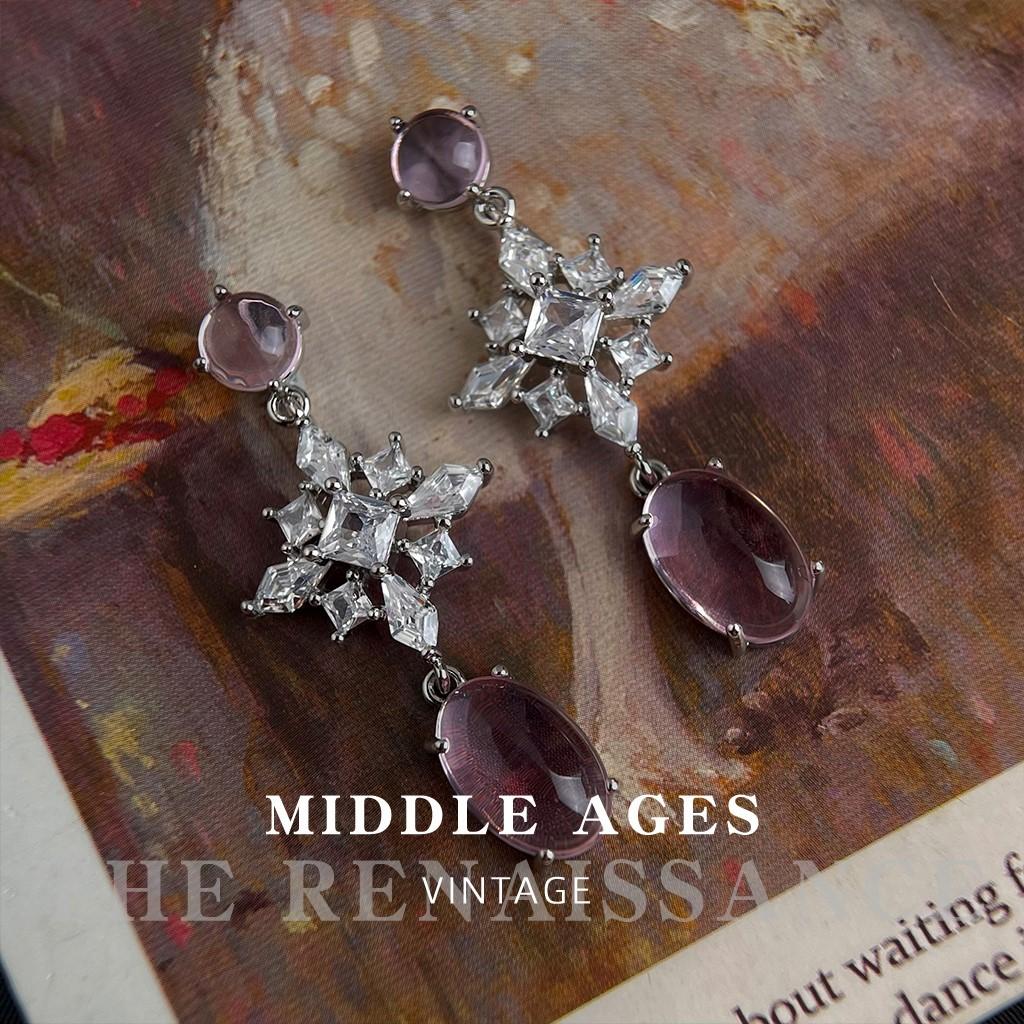 

Super flash~ medieval pink long full zircon earrings fringed earrings.