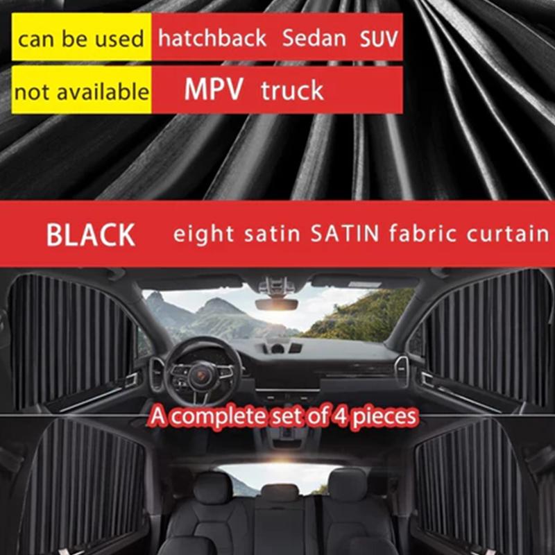 

Universal Retractable Car Sunshade Curtains 4 Piece Set Heat Insulation UV Blocking for Every Day Use Long Distance Travel чёрный