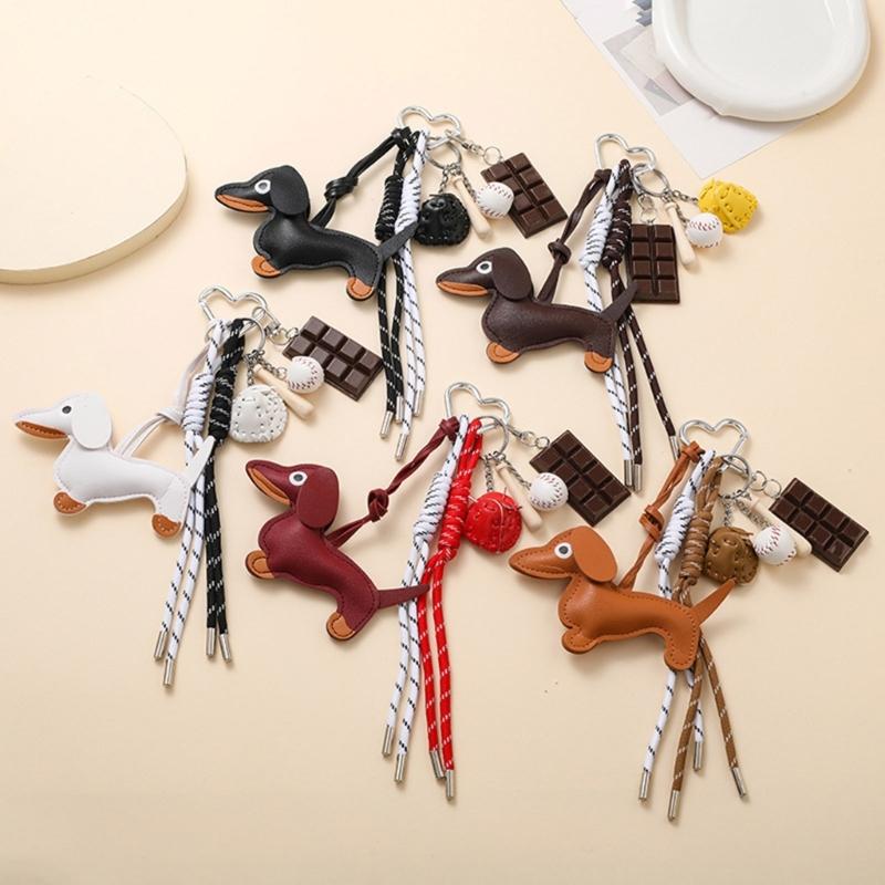 Vintage Teckel Sleutelhanger Unieke Stijlen Stevige PU Materialen Elegante Charm voor Tas en Sleutels Decoratie Dagelijks Gebruik