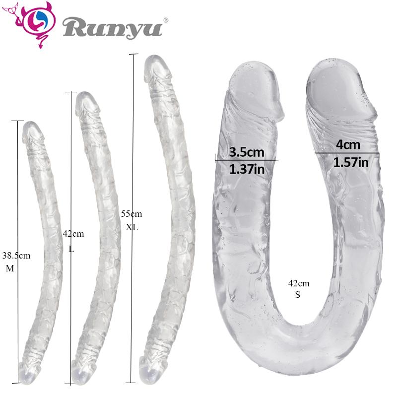 Dildo s dvojitou hlavou RUNYU Realistické dildo Cock Vaginální anální kolík Flexibilní penis Pro ženy Dilda Sexuální hračky