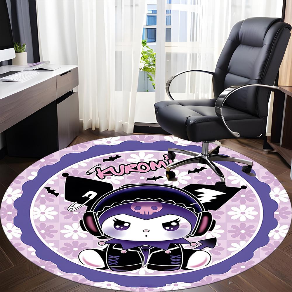 Kuromi Cat Office Round Area Rug, Under Office Chairs Bedroom Living Room Home Decor a0908170
