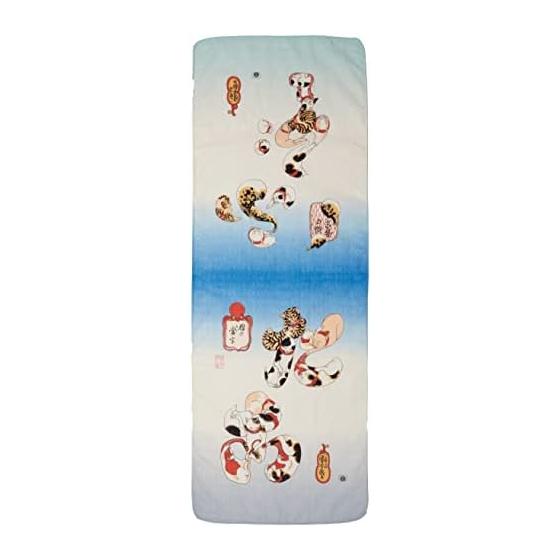 Japanese Goods Kyoto Souvenir Ukiyo-e Tenugui Double Gauze Tenugui Octopus and Pufferfish (Kuniyoshi) Note. 32x89cm