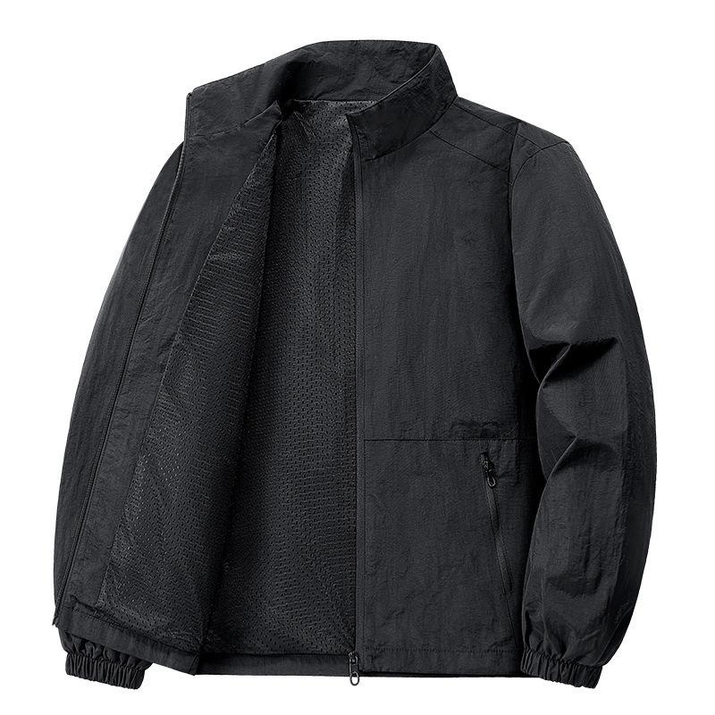 Men's Jacket Spring and Autumn New Fatty Fat Big Size Casual Stand Collar Solid Color Loose Jacket Top