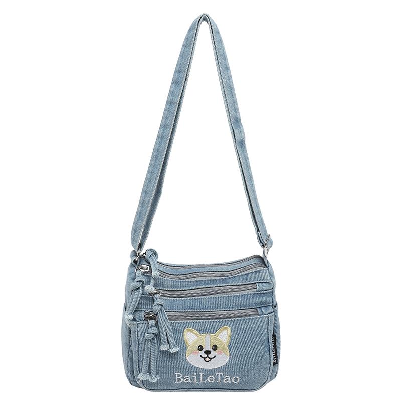 Vintage Denim Bag Women's Crossbody Bag Large Capacity Multi-Pocket Lightweight Shoulder Bag