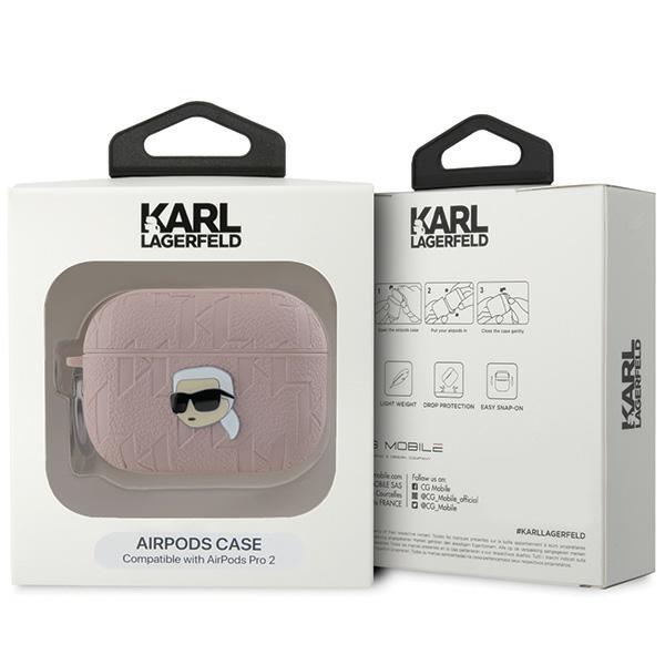 Karl Lagerfeld Klap2Pgkipp Airpods Pro 2 (2022/2023) Cover Różowy/Pink Monogram Karl Head