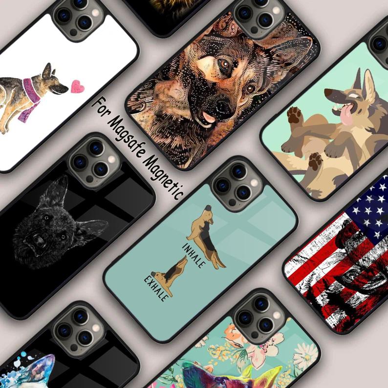Cartoon German Shepherd Dog Magnetic Phone Case For APPLE iPhone 17 Air 16 14 13 12 Pro Max 15 Plus Wireless MagSafe Cover