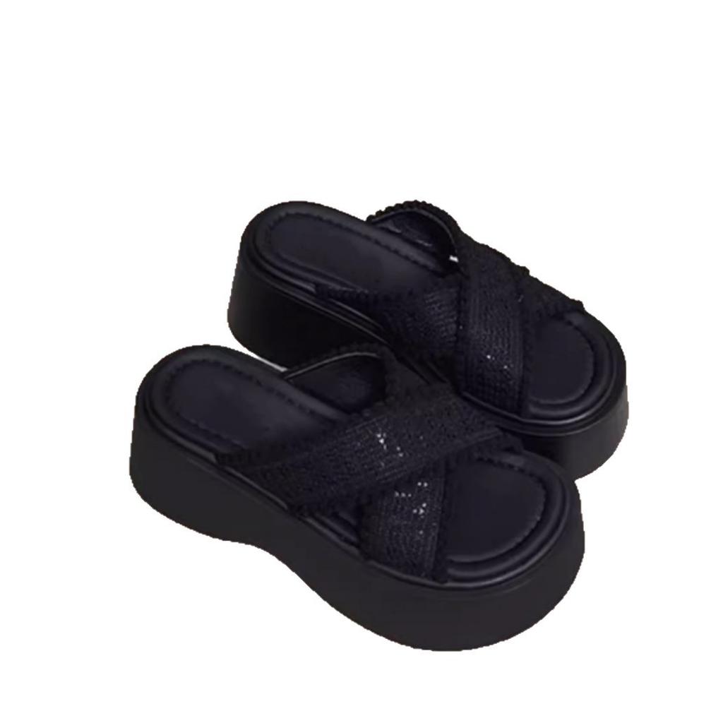 Thick-soled Heightening Heel Beach Cool Slippers Women's Summer Wear 2025 New with Skirt Bohemian One-word Sandals