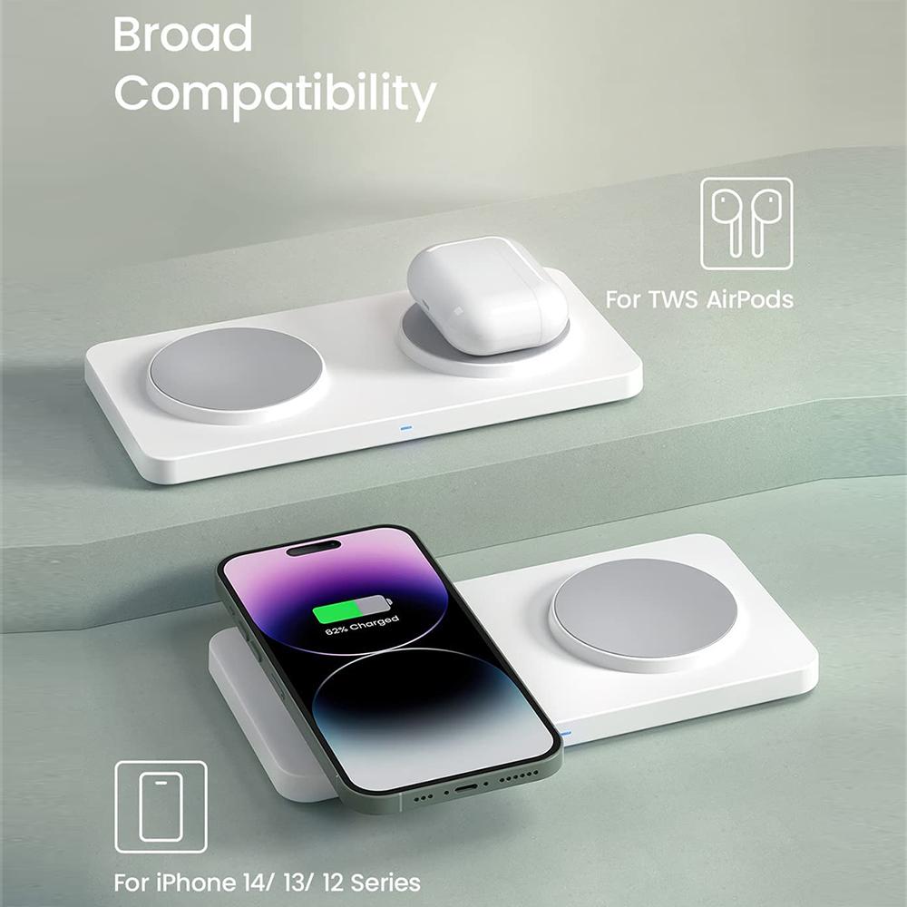 30w Dual Magnetic 2 In 1 Stand Wireless Charger For Iphone/samsung/huawei Mobile Phone For Apple Airpods/earbuds Chargers