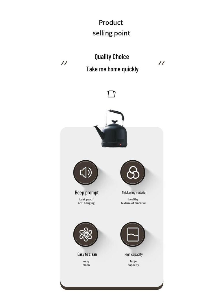 316 Stainless Steel Large Capacity Electric Kettle with Whistling and Heat Preservation, Suitable for Mother and Baby.