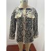 Plus Size Leopard Print Button-Up Jacket with Long Sleeves for Autumn/Winter
