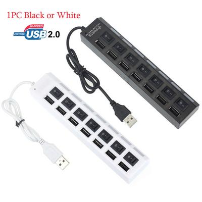 Adattatore Hub Splitter USB 2.0 7/4 Porte Interruttore ON/OFF per PC Laptop PC