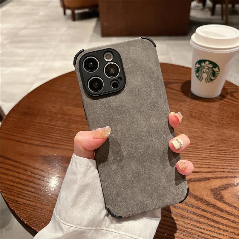 Applicable To Apple 15 Light Luxury IPhone 13 Mobile Phone Case Velvet Leather 12 Solid Color Protective Case Soft