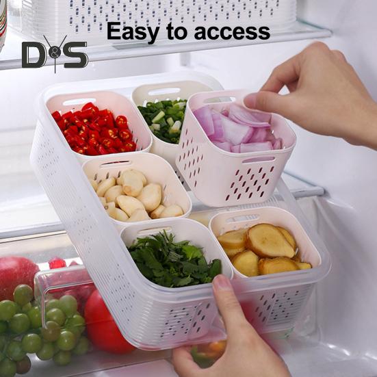 Aufbewahrungsbox für Lebensmittel, unterteiltes Serviertablett für Snacks mit Deckel, BPA-frei, 6 Fächer, Snackbox, tragbarer Aufbewahrungs-Organizer