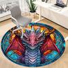 1pc Dragon StainedGlass Office Round Area Rug, Under Office Chairs Bedroom Living Room Home Decor, Room Deco