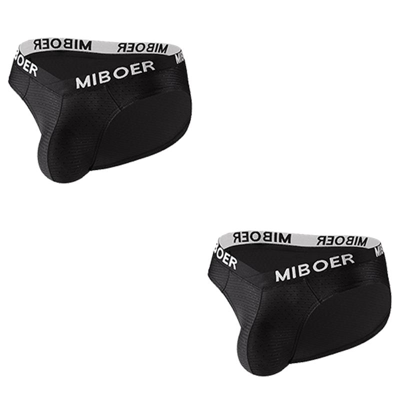 2Pcs/Lot Men's Sexy Low Rise Briefs Solid Color Breathable Big V Waist Briefs U-Pouch Slim Fit Briefs