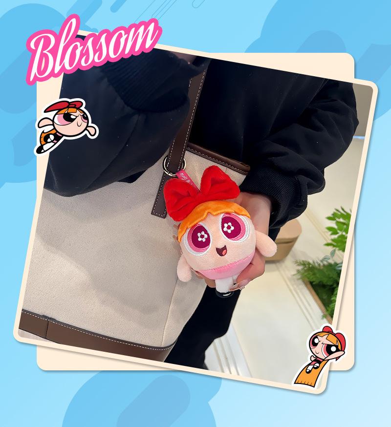 Warner Bros. Powerpuff Girls Plush Ornament Keychain - Stress Relief Spherical Squeeze Ball Charm