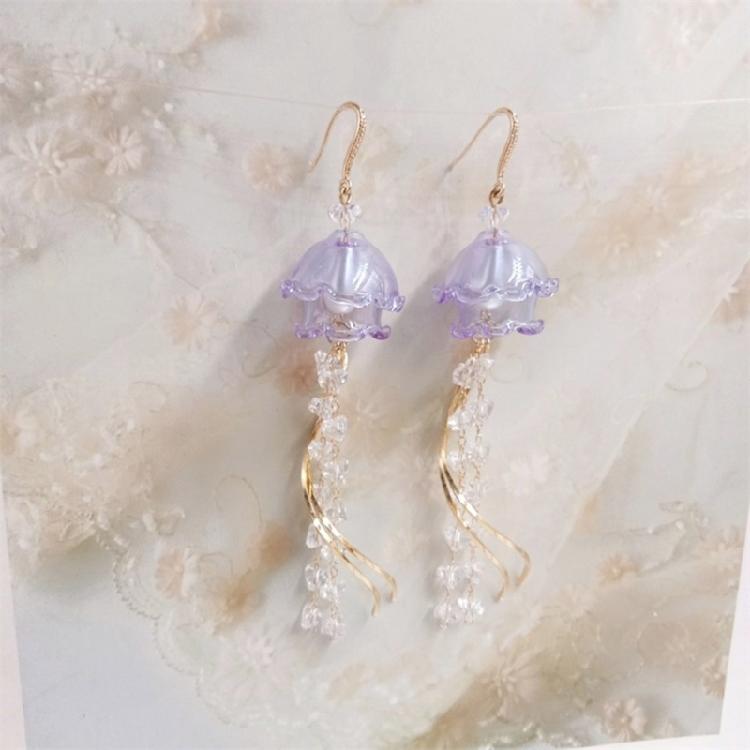 Trendy Watercolor Jellyfish Dangle Earrings Lightweight Acrylic Material Alloy Ear Pendant For Sensitive Skin