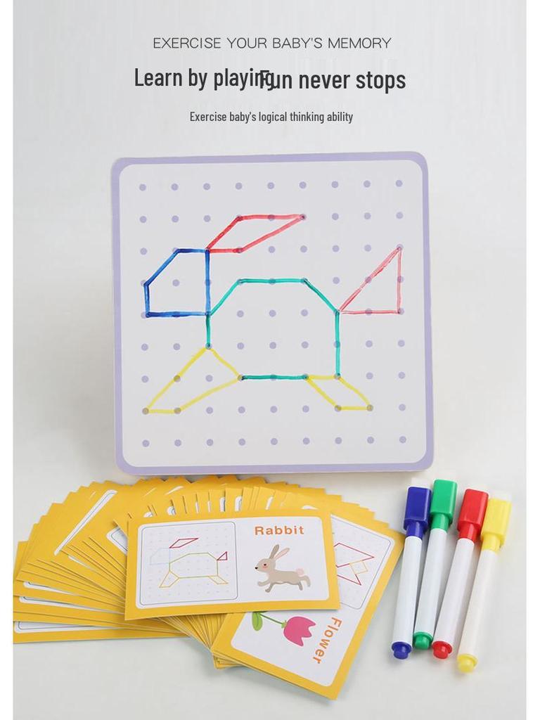 Montessori Geometric Pegboard: Creative Early Education Math Development Wooden Toy for Children.