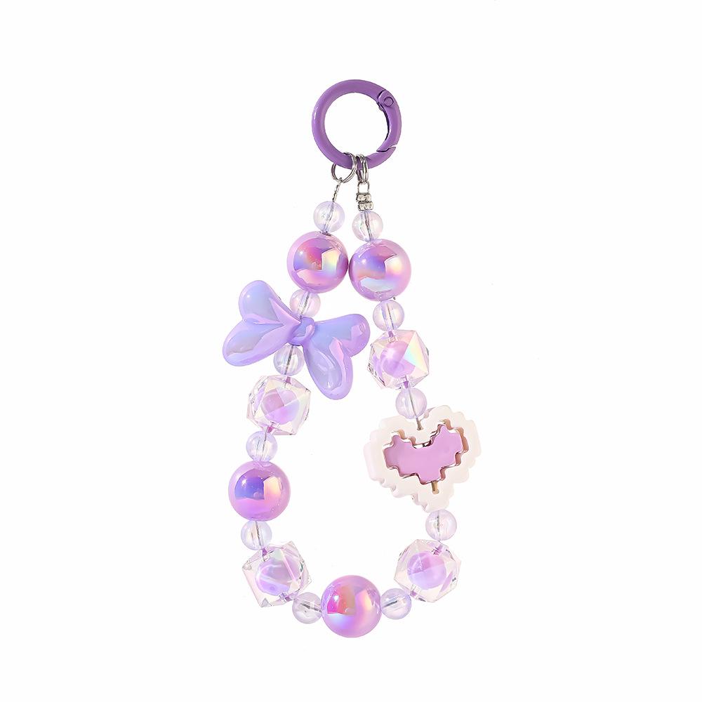 Candy Heart Beaded Phone Lanyard & Bow Charm Keychain Gift