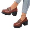 Spring new black round head small leather shoes large size platform women's single shoes women
