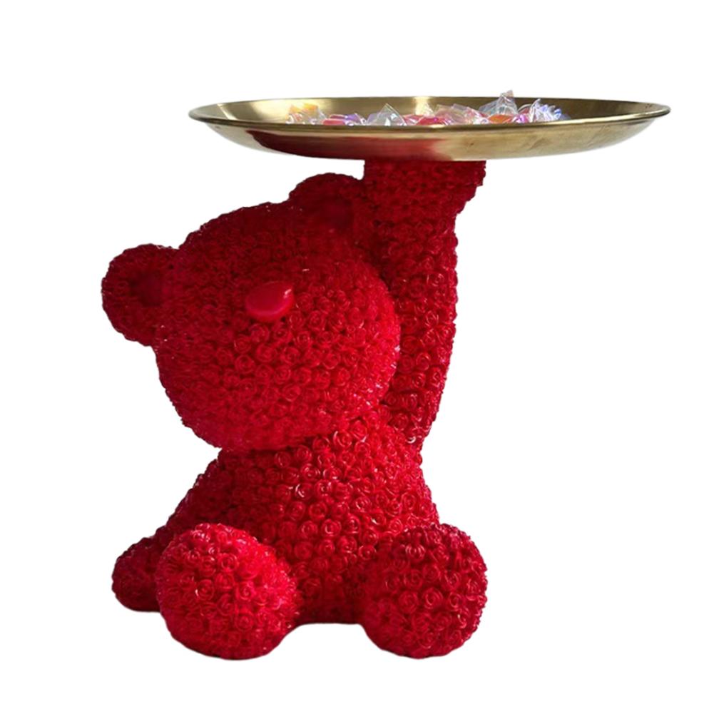 

Подставка для хранения роз и медведей, украшение для хранения конфет, многофункциональная статуэтка медведя, декоративный поднос, фигурки медведей для гостиной, спальни красный