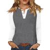 Women's T Shirt Color Block Button Long Sleeve Daily Weekend Fashion Basic V- Neck Regular Top