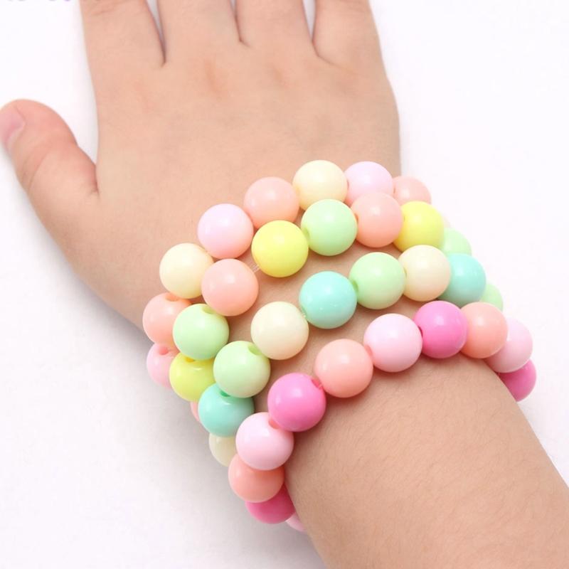 10Pcs/Set Children Girls Charm Bracelet Kids Cute Mini Colorful Pearl Bead Elastic Bracelets Toys Jewelry Wristbands Party Decor