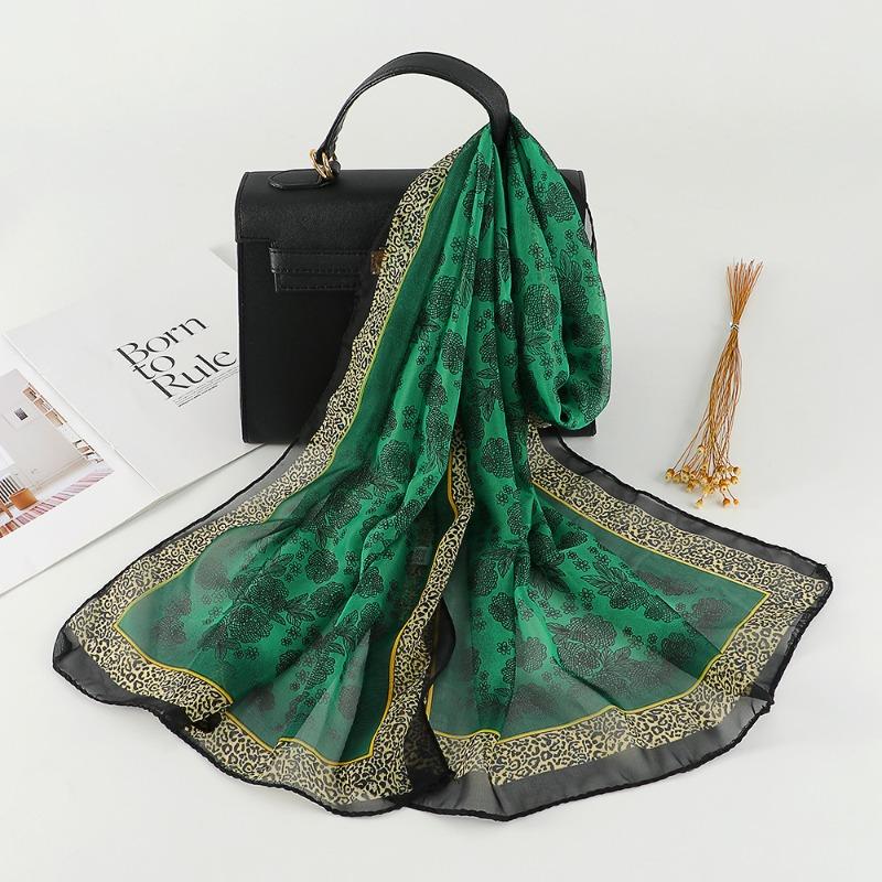 Spring and Summer New Chiffon Printed Silk Scarf Women's Middle Scarf Thin Versatile Sunscreen Shawl Yarn