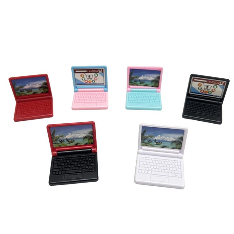 Mini Cartoon Laptop Model for Kids' Dollhouse Decor