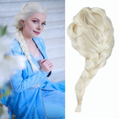 Parrucca da principessa anime Parrucca lunga intrecciata bionda senza frangia Costume cosplay regolabile senza danni per adulti