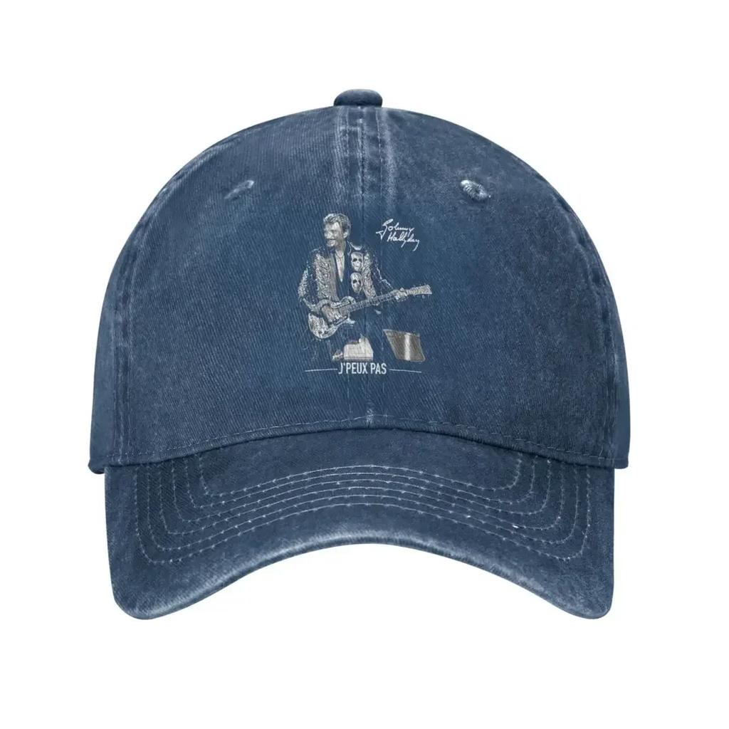 Pop Singer Johnny Hallyday Summer Baseball Caps Vintage Denim Sun Cap Funny Running Golf Adjustable Hats Cap for Unisex Women
