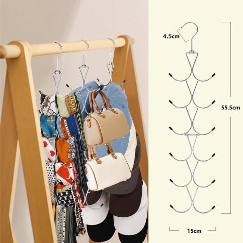Lakymisy 12-Hook Scarf Hanger, Multi-Purpose Hanger with 360-Degree Rotation, Scarf and Tie Hanger, Foldable Hanger for Belts, Hats, Bags, and Small I