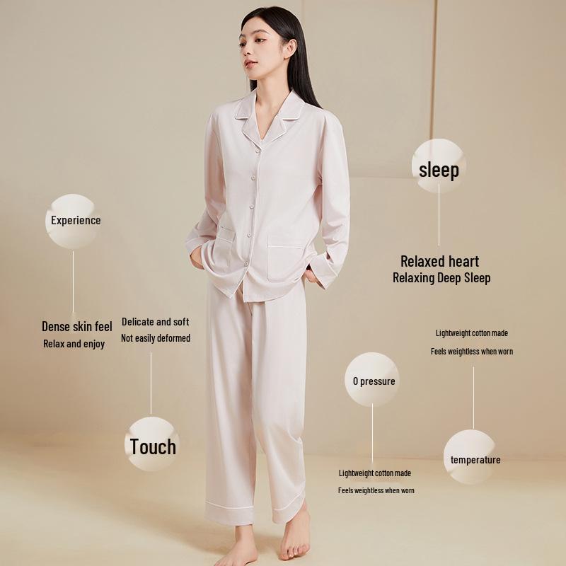Women's Lyocell & Cotton Postpartum Pajama Set - Loose, Breathable Long Sleeve & Pants for Indoor/Outdoor Wear