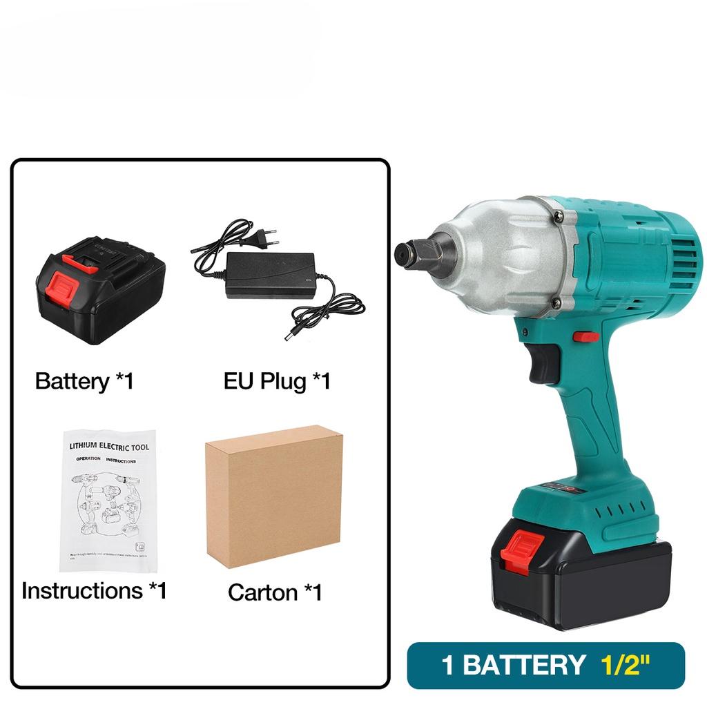 588V 1900N.M High Torque Brushless Electric Impact Wrench 3/4"/1/2" Socket Wrench Car Tire Torque Wrench Cordless Driver Tool blue