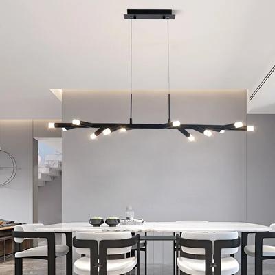 Novelty Modern Led Chandelier Kitchen Island Restaurant Shop Bar Decoration Cylinder Pipe Pendant Brown / Black Chandelier