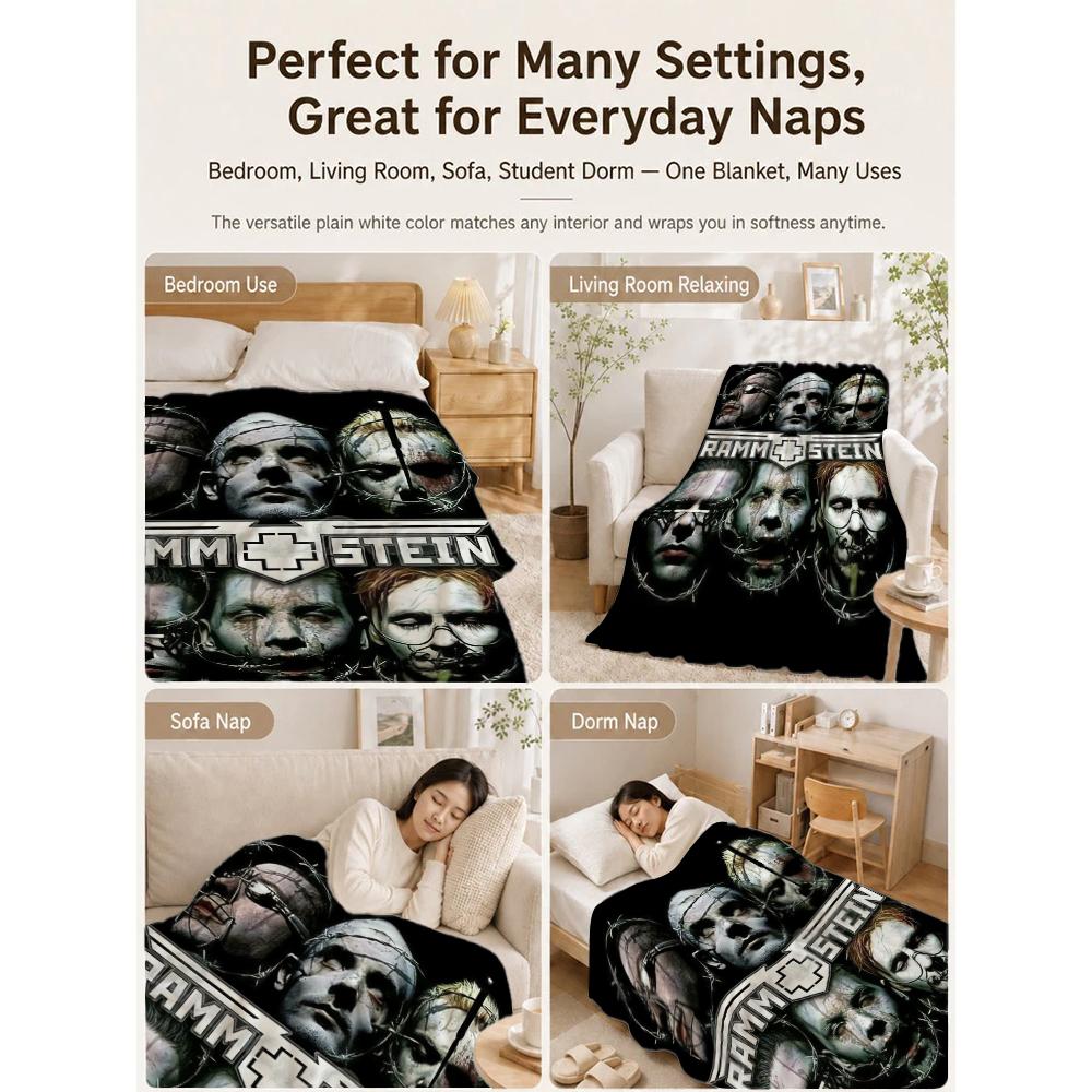 Rammstein Dark Industrial Band Portraits Theme Blanket Skinfriendly Warm Throw Blanket For Bedroom Bed Sofa Lightweight Home Decor Halloween Gift