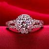 Tibetan Silver Rings Simple Sparkling Round Clear Cz Zircon Rings For Women Bride Wedding Accessories