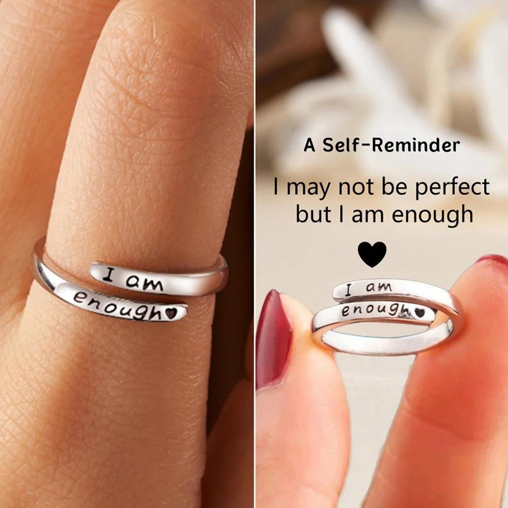 Simple Stainless Steel Ring  I Am Enough/I Am in It Wrap Ring Simple Stainless Steel Inspirational Ring